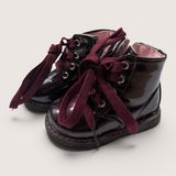Dark Red Patent Zip up Boots. Size C7