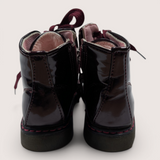 Dark Red Patent Zip up Boots. Size C7