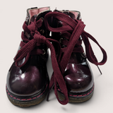 Dark Red Patent Zip up Boots. Size C7