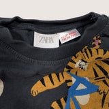Panda & Tiger Grey Printed LS T-Shirt. Age 18-24M