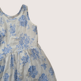 Blue and white floral summer dress. Age 6-8