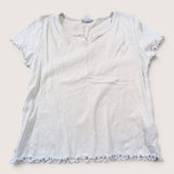 White V neck Ruffle edge T-shirt. Age 8