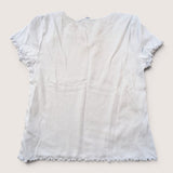 White V neck Ruffle edge T-shirt. Age 8