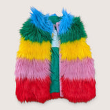 Mini Boden Rainbow Faux Fur Vest. Age 5