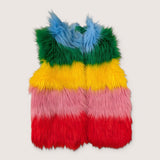 Mini Boden Rainbow Faux Fur Vest. Age 5