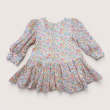 Floral Drop Waist LS Dress. Age 2