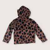 Brown & Black Heart Fleece Zip up hoodie. Age 8