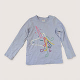 Lilac Unicorn Rainbow LS T-Shirt. Age 6-7