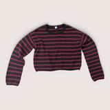 Box fit Blue and red striped cotton sweater. Afge 10-12