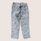 Cherry embroidery denim pants. Age 5