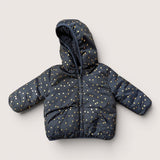 Padded fleece lined puffer jacket with gold spots