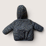 Padded fleece lined puffer jacket with gold spots