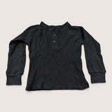 LS Waffle Black Button top. Age XS (Age 5)