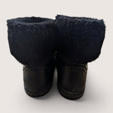 Shearling Cuff Black Boots. Size 7