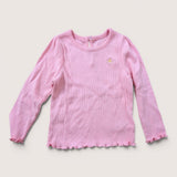 Pink ribbed LS Top with Daisy. Age 24M