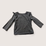 Grey Shoulder ruffle LS Top. Age 18M