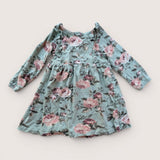 Ruffled Vintage Floral Rose Tea Dress. Age 18-24M