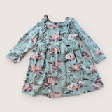Ruffled Vintage Floral Rose Tea Dress. Age 18-24M