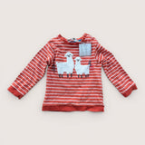 Red Striped Llama LS T-Shirt. Age 3-6M