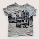 Gray Helicopter and Fire Truck T-Shirt. Age 3