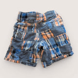 Peach and Blue Plaid drawstring shorts