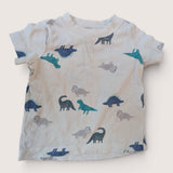 Dinosaur White and Blue T-Shirt. 6M