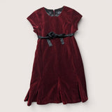 Burgundy Velvet Party Dress. Age 6-7