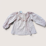 Pale Pink Smock Ruffle top with embroidery. Age 18-24M