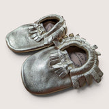 Gold Leather Slippers. Size 8