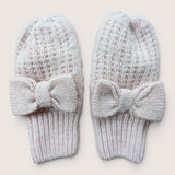 Knitted Bow detail Pink Sparkle Gloves. Age 18-24M