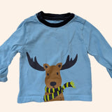 Moose & Scarf LS T-Shirt. Age 6-12M