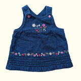 Denim Dress with flower Embroidery. Age 3M