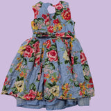 Blue Floral Party Dress. Age 5