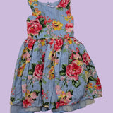 Blue Floral Party Dress. Age 5