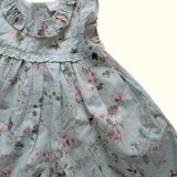 Flower tea Dress & Scalloped Cardigan. Age 3-6M