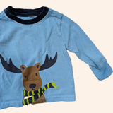 Moose & Scarf LS T-Shirt. Age 6-12M