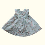 Flower tea Dress & Scalloped Cardigan. Age 3-6M